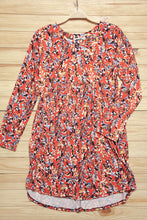 Load image into Gallery viewer, Rust & Chocolate Floral Long Sleeve Babydoll Dress