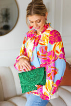 Load image into Gallery viewer, Emerald Green Raffia Woven Clutch Bag