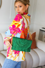 Load image into Gallery viewer, Emerald Green Raffia Woven Clutch Bag
