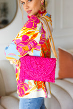 Load image into Gallery viewer, Fuchsia Raffia Woven Wrist Strap Clutch Bag