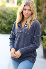 Load image into Gallery viewer, Ash Textured Out Seam Button Down Sweater Top
