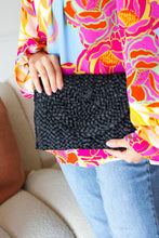 Load image into Gallery viewer, Black Raffia Woven Wrist Strap Clutch Bag