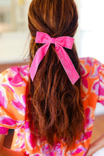 Load image into Gallery viewer, Electric Pink Velvet Barrette Clip Bow