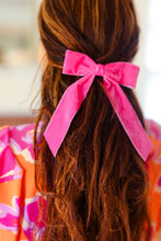 Load image into Gallery viewer, Electric Pink Velvet Barrette Clip Bow