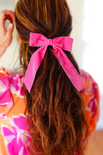 Load image into Gallery viewer, Electric Pink Velvet Barrette Clip Bow
