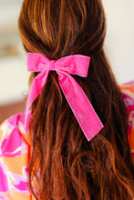 Load image into Gallery viewer, Electric Pink Velvet Barrette Clip Bow