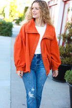 Load image into Gallery viewer, Own It Rust Cinched Waist Zip Up Fleece Jacket