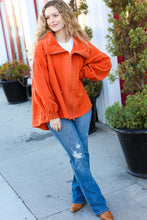 Load image into Gallery viewer, Own It Rust Cinched Waist Zip Up Fleece Jacket
