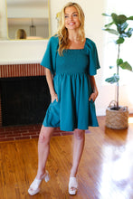 Load image into Gallery viewer, Feeling Playful Teal Smocked Flutter Sleeve Romper