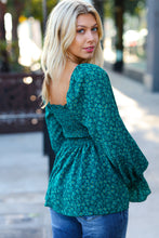 Load image into Gallery viewer, Always With You Teal Smocked Ditzy Floral Ruffle Top