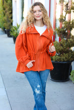 Load image into Gallery viewer, Own It Rust Cinched Waist Zip Up Fleece Jacket