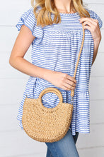 Load image into Gallery viewer, Khaki Rattan Half Moon Cinch Crossbody Bag