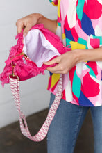 Load image into Gallery viewer, Fuchsia Canvas Frayed Designer Strap Crossbody