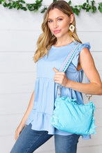 Load image into Gallery viewer, Artic Blue Canvas Frayed Designer Strap Crossbody