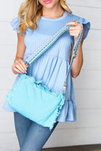 Load image into Gallery viewer, Artic Blue Canvas Frayed Designer Strap Crossbody