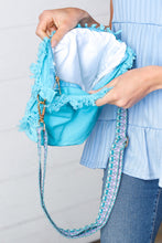 Load image into Gallery viewer, Artic Blue Canvas Frayed Designer Strap Crossbody