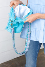 Load image into Gallery viewer, Artic Blue Canvas Frayed Designer Strap Crossbody