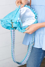 Load image into Gallery viewer, Artic Blue Canvas Frayed Designer Strap Crossbody
