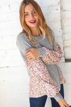 Load image into Gallery viewer, Taupe Leopard Print Hacci Out Seam Dolman Sweater