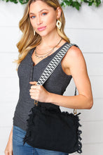 Load image into Gallery viewer, Black Canvas Frayed Designer Strap Crossbody