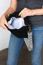 Load image into Gallery viewer, Black Canvas Frayed Designer Strap Crossbody