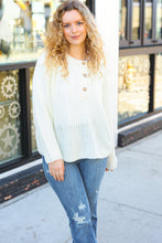 Load image into Gallery viewer, Better Than Ever Ivory Loose Knit Henley Button Sweater