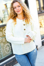 Load image into Gallery viewer, Better Than Ever Ivory Loose Knit Henley Button Sweater