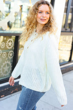 Load image into Gallery viewer, Better Than Ever Ivory Loose Knit Henley Button Sweater