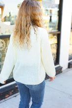 Load image into Gallery viewer, Better Than Ever Ivory Loose Knit Henley Button Sweater