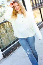 Load image into Gallery viewer, Better Than Ever Ivory Loose Knit Henley Button Sweater