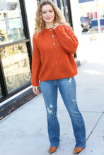 Load image into Gallery viewer, Better Than Ever Rust Loose Knit Henley Button Sweater