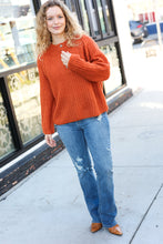 Load image into Gallery viewer, Better Than Ever Rust Loose Knit Henley Button Sweater