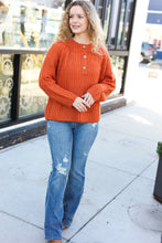 Load image into Gallery viewer, Better Than Ever Rust Loose Knit Henley Button Sweater