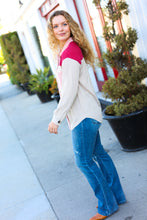 Load image into Gallery viewer, Give Joy Cranberry Ribbed Colorblock Button Down Shacket