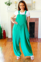 Load image into Gallery viewer, Summer Dreaming Emerald Wide Leg Suspender Overall Jumpsuit