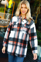Load image into Gallery viewer, All On You Black & Burnt Orange Flannel Button Down Shacket
