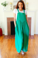 Load image into Gallery viewer, Summer Dreaming Emerald Wide Leg Suspender Overall Jumpsuit
