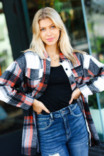 Load image into Gallery viewer, All On You Black & Burnt Orange Flannel Button Down Shacket