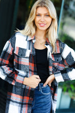 Load image into Gallery viewer, All On You Black & Burnt Orange Flannel Button Down Shacket