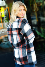 Load image into Gallery viewer, All On You Black & Burnt Orange Flannel Button Down Shacket