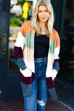Load image into Gallery viewer, Perfectly You Plum & Olive Color Block Open Cardigan