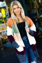 Load image into Gallery viewer, Perfectly You Plum & Olive Color Block Open Cardigan