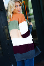 Load image into Gallery viewer, Perfectly You Plum & Olive Color Block Open Cardigan