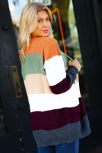 Load image into Gallery viewer, Perfectly You Plum & Olive Color Block Open Cardigan