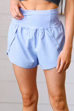 Load image into Gallery viewer, Blue High Waist Zipper Back Pocket Running Shorts