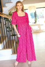 Load image into Gallery viewer, Feeling Femme Fuchsia Floral Smocked Wide Leg Jumpsuit