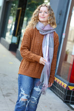 Load image into Gallery viewer, Keep Me Cozy Wine & Blush Check Fringe Scarf