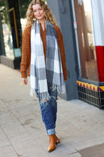 Load image into Gallery viewer, Keep Me Cozy Charcoal Grey Check Fringe Scarf