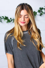 Load image into Gallery viewer, Black Rhinestone Top Knot Silky Knit Headband