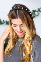 Load image into Gallery viewer, Black Rhinestone Top Knot Silky Knit Headband